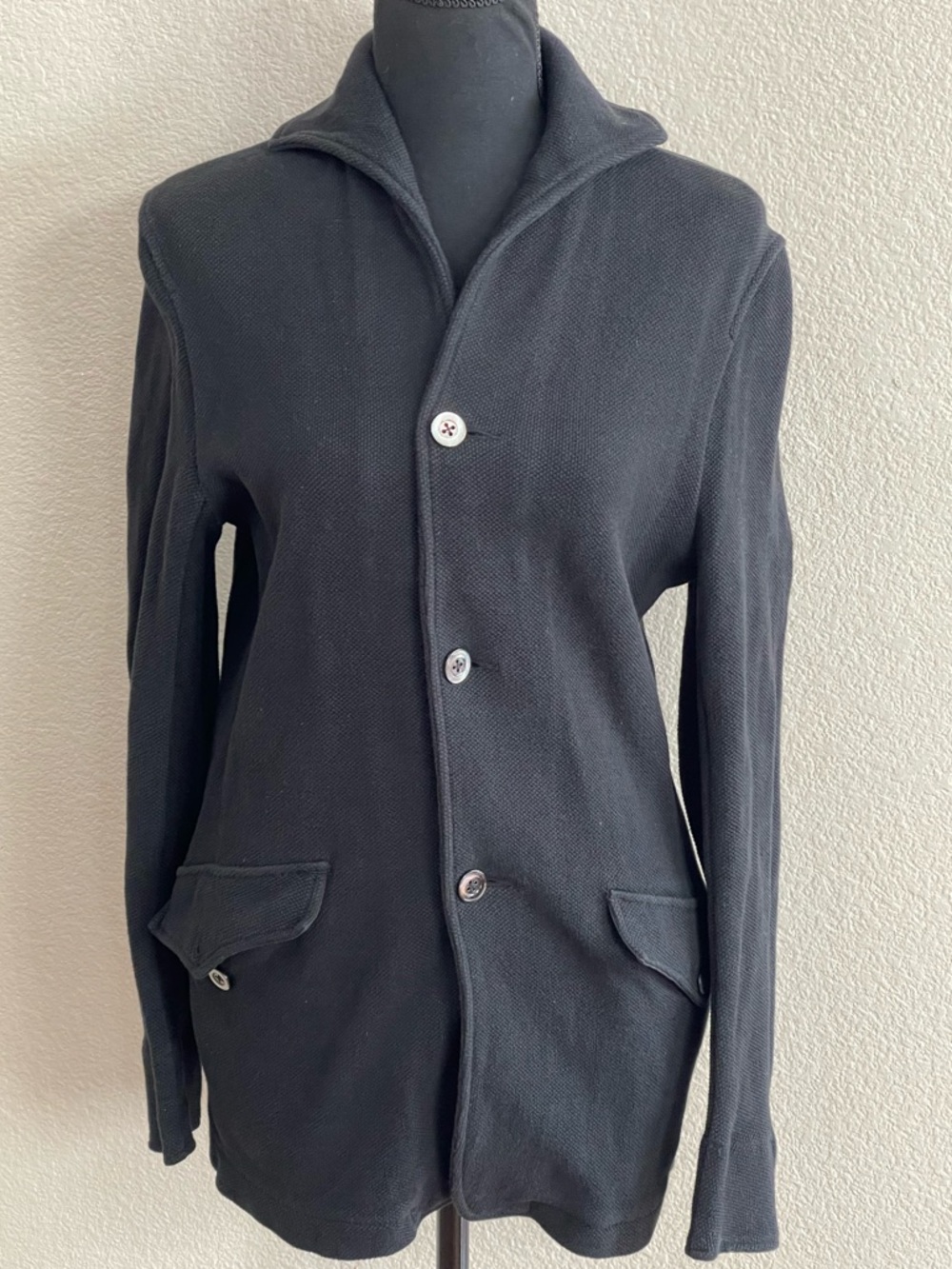 Ships Japan Women’s Black Button-Front Knit Cardigan Jacket Size Medium